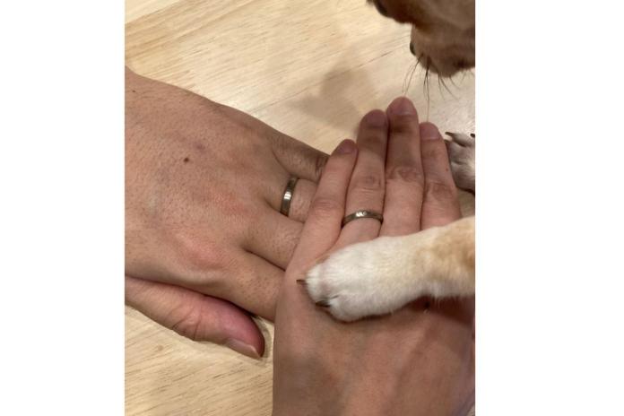 ご入籍されたM様、ちゅららちゃんが介添え